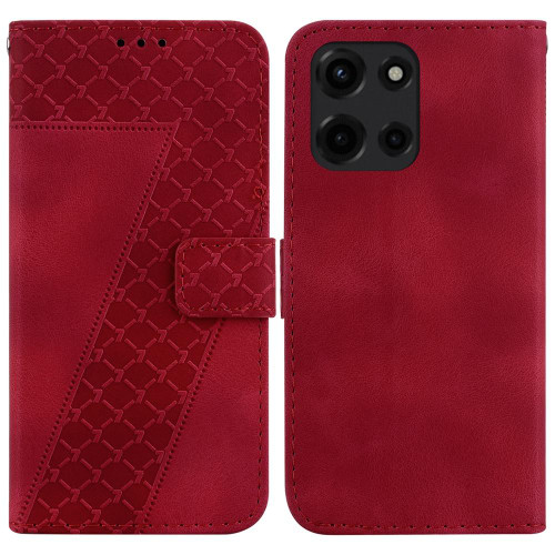 Moto G 2025 Seven-shaped Embossed Leather Phone Case - Red